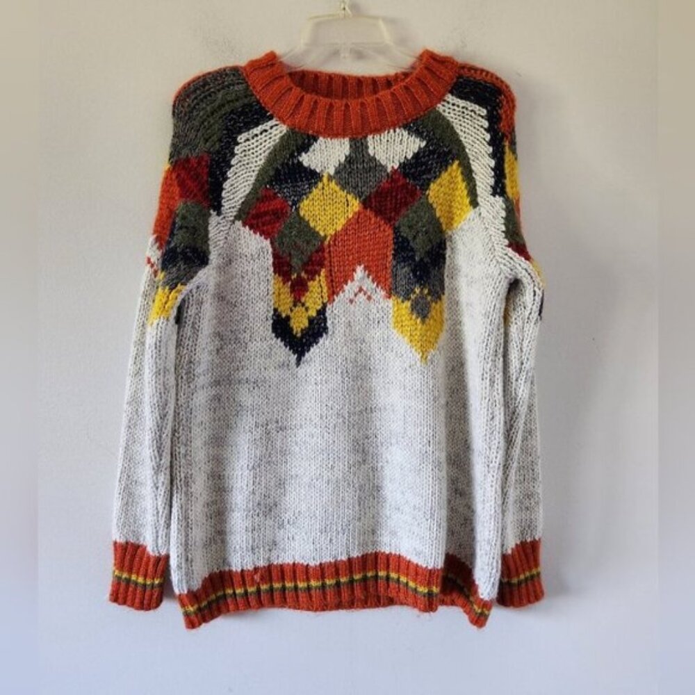 ZARA | Knit Fair Isle Crewneck Sweater Pullover Sz SMALL